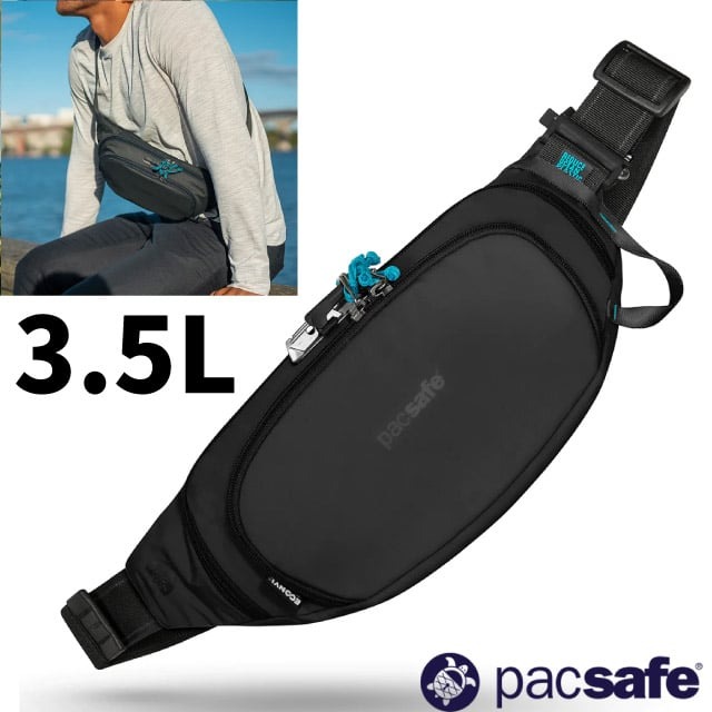 【澳洲 Pacsafe】ECO 防盜側背胸腰包3.5L/單肩包.斜背包.腰包.臀包/41104138 黑✿30E010
